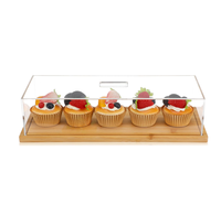 Support à gâteau rectangulaire avec couvercle Porte-assiette à gâteau en bambou Plateau à dessert à biscuits avec couvercle