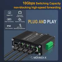 Commutateur PoE+ industriel tout-en-un pour systèmes solaires/à large tension, 4 ports 30W + liaison montante SFP fibre, étendre le réseau via la fibre SFP