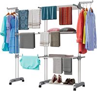 Séchoir à linge pliable et extensible à trois niveaux, robuste et peu encombrant, avec roulettes, modèle Dreamland