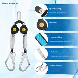 Dispositif d'arrêt de chute à cinq points pour <span class=keywords><strong>travaux</strong></span> en hauteur, <span class=keywords><strong>corde</strong></span> de sécurité pour <span class=keywords><strong>travaux</strong></span> de construction en extérieur, ceinture de sécurité - Product Image 5