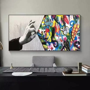 <span class=keywords><strong>Banksy</strong></span> Graffiti Art Behind The Curtain Canvas Painting Street Pop Art poster e stampe immagine della parete - Product Image 2