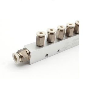 Distribuidor de <span class=keywords><strong>Aire</strong></span> de Aluminio Marca XY, 2 Entradas y 10 Salidas, Válvula de Distribución Neumática Multi-Puerto para Tubos de 8mm/4mm, 1 Año de Garantía - Product Image 3