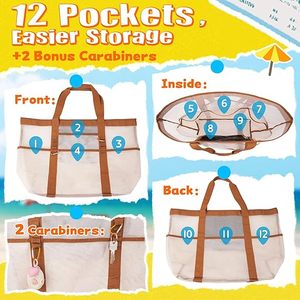 Vente en gros de sac à main carré pliable de couleur unie sac fourre-tout de plage creux d'été fermeture à glissière ouverte pour une utilisation automne printemps - Product Image 3