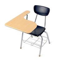 Chaise moderne et confortable avec bras en tube d'acier et meubles de bureau en bois et métal pour le bureau, l'école, la salle de formation pour les étudiants.