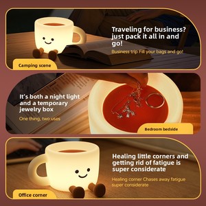 Creative Fun Expression Atmosphere Coffee Cup Silicone Clap <b>Light</b> Gift Ornaments Girlfriends Bedroom <b>Night</b> <b>Light</b> Color Change 3 - Product Image 4