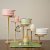 Accessoires pour matcha rose personnalisé bol en céramique fouet tamis porte-cuillère support torchon expérience ultime du matcha
