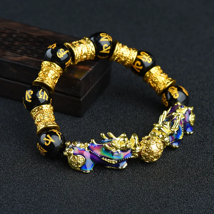 Bracelet à pendentif en perles saint-valentin pour femmes, vente en gros, au style feng shui 7 chakra, pixiu, accessoires