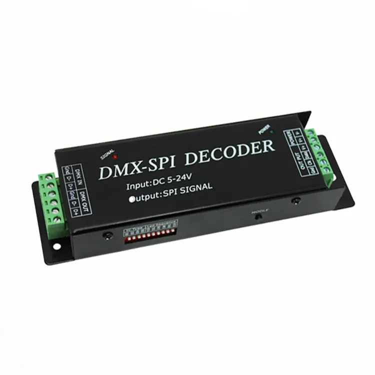 6pin çikiş Spi sinyal Dmx dekoder dahili 35 çeşit desenleri Dmx512 için Spi çözücü WS2811 WS2812 Led şerit ışıkları