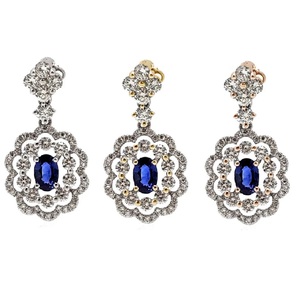 Collier pendentif en or blanc massif 18 carats avec 55 diamants véritables de 0,92 carat et saphir certifié, forme fleur, idéal pour les soirées - Product Image 4