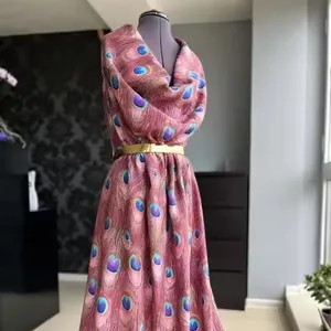 Novo Designer original Arman tecido de seda 100% tecido italiano estampado por quintal para vestido saia túnica xale de noite