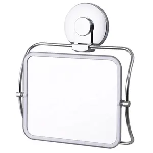 Wall Mounted Stainless Steel Suction cup Makeup Square Mirror For Bathroom Toilet Shower