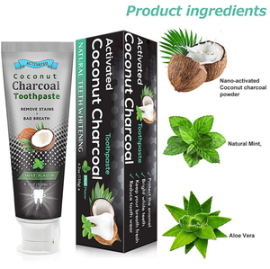 Hữu cơ Aloe Vera tinh thể màu đen than dừa kem đánh răng hoàn toàn tự nhiên thành phần thảo dược công thức - Product Image 2