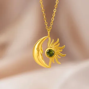 <span class=keywords><strong>Collana</strong></span> Personalizzata <span class=keywords><strong>con</strong></span> <span class=keywords><strong>Ciondolo</strong></span> <span class=keywords><strong>Luna</strong></span> <span class=keywords><strong>e</strong></span> <span class=keywords><strong>Sole</strong></span>, <span class=keywords><strong>con</strong></span> Pietra Portafortuna, Placcata in Oro 18k, Gioielli da Donna, <span class=keywords><strong>Collana</strong></span> <span class=keywords><strong>Sole</strong></span> Personalizzata - Product Image 1