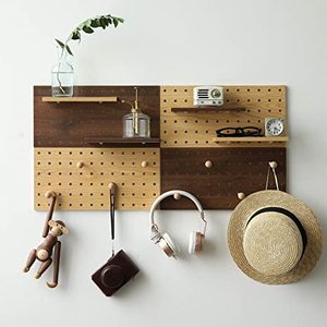 DIY Storage and Display Panels, Wooden Pegboard Modular Display Organization Storage Wall Hooks Shelf