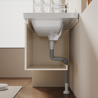 Meuble de salle de bain ARROW haut de gamme au design moderne, durable, robuste, résistant à l'humidité, en acier inoxydable, éclairé, écologique, blanc doux