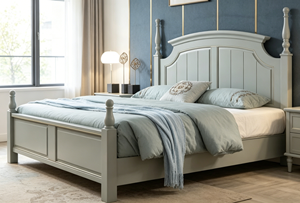 Cama Tradicional de Madera Blanca con Cabecera Arqueada y Base con Cajones - Product Image 4