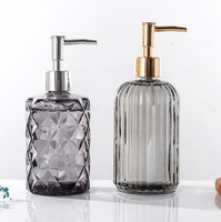 Botol Dispenser Sabun Kaca Berwarna Kustom dengan Pompa Permukaan Frost Cetak Sablon Bentuk Kapasitas 330ml Asal Jiangsu