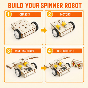 Kit de robot de combat en bois à assembler soi-même OKYN25930-9, jouet éducatif STEM pour enfants, projet scientifique pour étudiants - Product Image 3