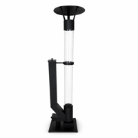 Poêle à granulés en verre pour extérieur, type fusée, 135 cm de haut, en métal noir, pour patio et jardin, avec cendrier