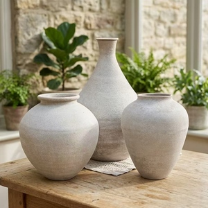 Grand <span class=keywords><strong>vase</strong></span> de sol vintage en argile/fer <span class=keywords><strong>pour</strong></span> décoration de jardin extérieur, pot de fleurs texturé antique <span class=keywords><strong>pour</strong></span> centre de table de mariage ou de maison - Product Image 5