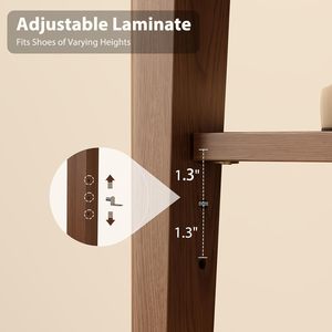 Rak Sepatu Kayu Gaya Mid-Century AS, Furnitur Rumah Modern, Bangku Penyimpanan Sepatu dengan Bantal, Laci Tersembunyi 2 Tingkat untuk Pintu Masuk XD033 - Product Image 6