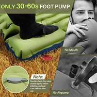 Matelas de couchage gonflable en polyester ultraléger avec oreiller intégré, sans valve, design compact, gonflage/dégonflage rapide, pour l'extérieur