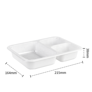 صينية بلاستيكية مخصصة من CPET لتعبئة الطعام للوجبات الجاهزة، علبة طعام بثلاثة أقسام مع غطاء شفاف - Product Image 4