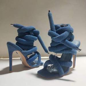Sandalias De Damas Fancyb Designer Strappy Thick Lace up High <b>Heels</b> Shoes with Straps - Product Image 6