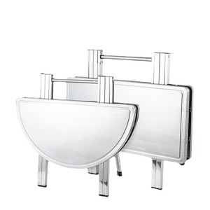 Mesa plegable de acero inoxidable para acampar, mesa rectangular portátil para pícnic y barbacoa al aire libre con marco grueso, fácil de guardar - Product Image 1