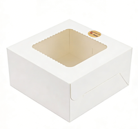 Boîte à gâteau personnalisée en papier blanc avec fenêtre transparente, imprimée UV, écologique, recyclable, résistante, de 6/8/10 pouces