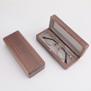 In Stock Handmade Walnut Wood Rectangle Eyeglass <b>Case</b> Lightweight Durable <b>Hard</b> <b>Shell</b> Jewelry Storage Box for Daily Use Travel - Product Image 3