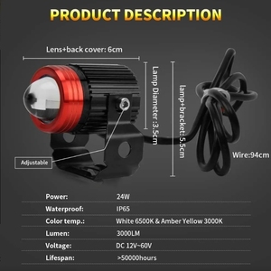 Sistema de Iluminación con Chip 3570, Luces LED Dobles Blancas y Amarillas <span class=keywords><strong>para</strong></span> Motocicleta, Luces Antiniebla <span class=keywords><strong>Mini</strong></span> <span class=keywords><strong>para</strong></span> Conducir - Product Image 4
