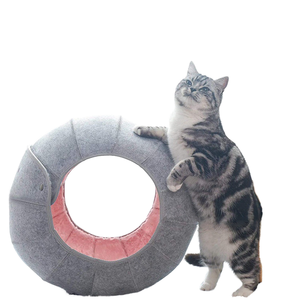 Nouveau Nid pour chat en feutre de daim naturel amusant, type grotte et tunnel, pour petits chiens, coussin semi-fermé, lavable en machine, pliable, pour la maison - Product Image 1