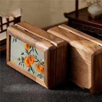 Caja de Joyería de Madera de Nogal de Lujo con Bordado Xiang Hecho a Mano, Artículos de Regalo Chinos para Empresas, Conjunto de Regalo