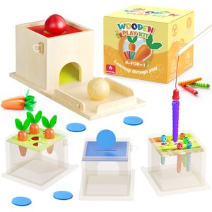 Dropshipping 4 en 1 juguetes educativos Montessori Waldorf objeto moneda tejido permanencia caja Desarrollo Educativo juguetes de madera - Product Image 1