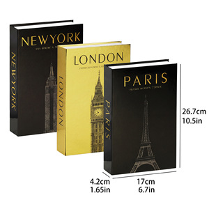 Boîte décorative en forme de faux livre de luxe <span class=keywords><strong>noir</strong></span> et or à assembler soi-même pour la décoration de vitrine ou de meuble - Product Image 6