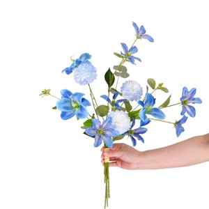 Bouquet de lys artificiels en soie, fleurs teintées à la main, décoration de salon - Product Image 5