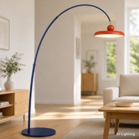 Lampe sur pied moderne bleue en forme d'arc, lumière décorative LED pour salon, chambre à coucher, coin lecture, hôtel