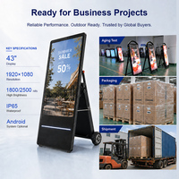 Pantalla LCD Portátil 4K de 43 Pulgadas, Panel Publicitario con Batería para Interiores y Exteriores, Reproductor de Señalización Digital con Soporte de Tótem