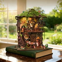 Kit de Mini Librería en Miniatura, Rompecabezas 3D de Madera para Construir una Casa de Muñecas, Modelo con Iluminación, Decoración para el Hogar, Set de Regalo, Manualidades Hechas a Mano