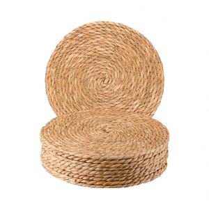 Natural Water Hyacinth Boho Rattan <b>Placemats</b> 12 Inch 13 Inch Woven Braided Wicker <b>Table</b> Mats Rustic Farmhouse Weave <b>for</b> Dining - Product Image 1