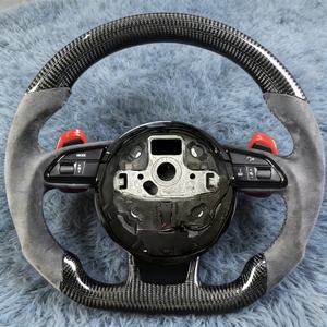 Volant de voiture en cuir perforé en fibre de carbone, modèle amélioré, pour Audi A1, A2, A5, A6, A8, Q3, R8, RS3, <span class=keywords><strong>RS6</strong></span>, S8, TT - Vente Flash - Product Image 1