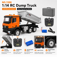Camion benne RC en alliage 1:14 à 14 canaux, télécommandé 2.4G, véhicule de construction avec lumières, son et benne relevable, pour la vente en gros aux amateurs