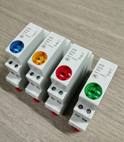 Indicateur de signal LED durable à montage sur rail, 220V AC, en plastique, bornes à vis, rouge/vert/bleu/jaune