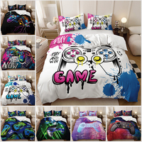 Parure de lit complète personnalisable de style américain, tissu 100% polyester, housse de couette imprimée en 3D avec manette de jeu, 500TC, 3 pièces