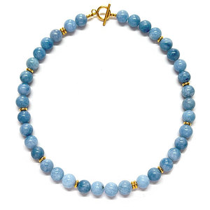 เครื่องประดับกันน้ำไม่หมอง ฐานสแตนเลส 316L ชุบทอง 14k 18k PVD ประดับด้วยลูกปัดพลอยธรรมชาติ สร้อยคอสำหรับผู้หญิง - Product Image 5