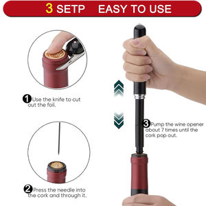 Taşınabilir 2-in-1 el şarap mantar açacağı hava basıncı tirbuşon folyo kesici ile Metal inşaat - Product Image 5