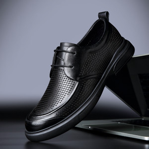 Zapatos de vestir de cuero genuino para hombre de alta calidad, zapatos formales de oficina con cordones. - Product Image 4