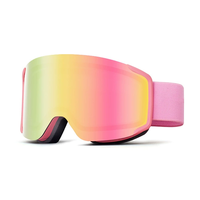 Masque de ski professionnel OTG UV400 anti-buée anti-rayures résistant aux chocs avec lentille cylindrique dégradé rose CE