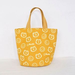 Sac à déjeuner portable en toile de coton à motif de dessin animé, sac fourre-tout réutilisable pour femmes - Product Image 2